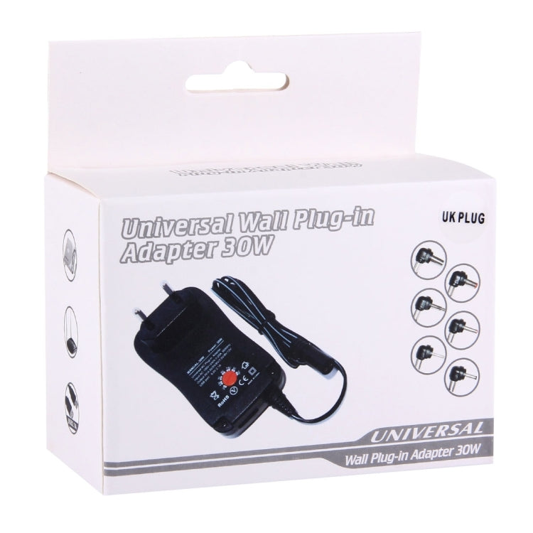 UK Plug Universal 30W Power Wall Plug-in Adapter พร้อมพอร์ต USB 5V 2.1A, เคล็ดลับ: 8 ชิ้น, ความยาวสายเคเบิล: ประมาณ 1.2 ม., UK Plug