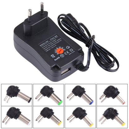 EU Plug Universal 30W Power Wall Plug-in Adapter พร้อมพอร์ต USB 5V 2.1A เคล็ดลับ: 6 ชิ้น ความยาวสายเคเบิล: ประมาณ 1.2 ม., EU Plug