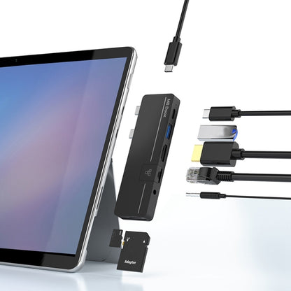 Rocketek SHX6 มัลติฟังก์ชั่น Dual Type-C พอร์ตขยาย Dock HUB อะแดปเตอร์พร้อม LAN, SHX6