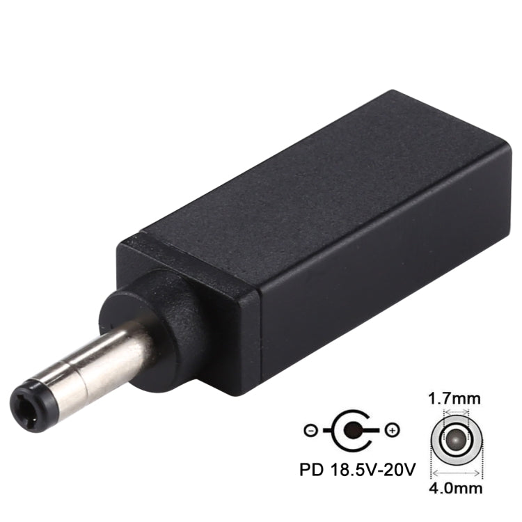 PD 18.5V-20V 4.0x1.7 มม. ขั้วต่ออะแดปเตอร์ตัวผู้, 4.0x1.7mm