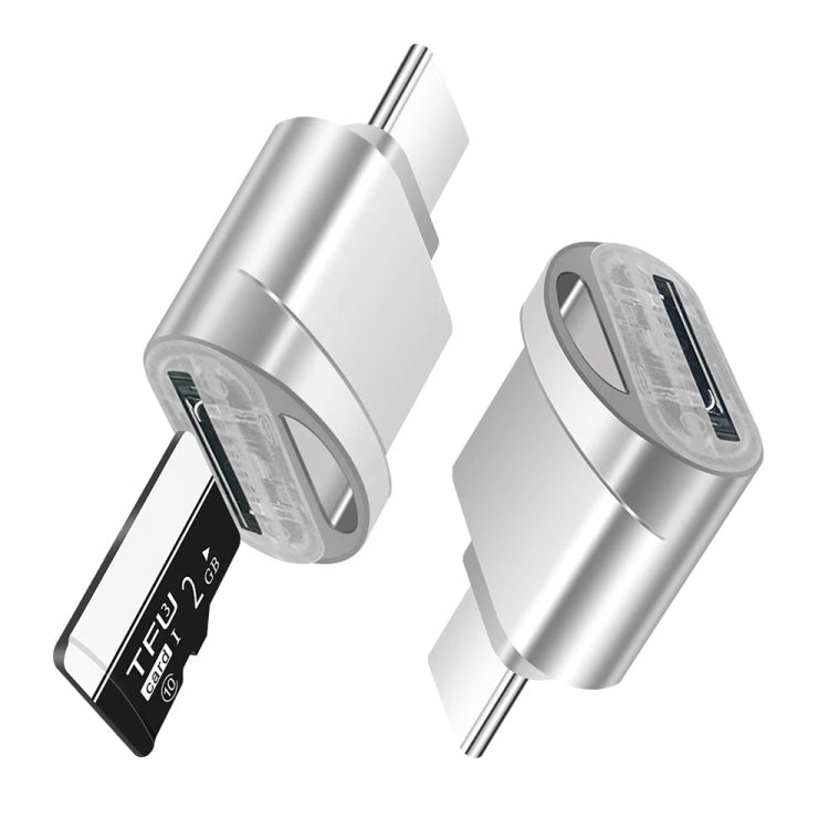 อะแดปเตอร์เครื่องอ่าน USB-C / Type-C 3.1 ถึง Micro SD (การ์ด TF), Silver
