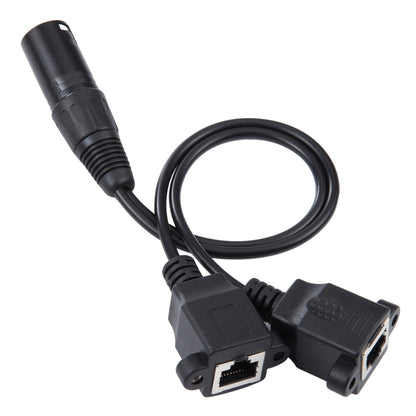 XLR 3 พินชายถึง 2 x RJ45 หญิง Ethernet LAN สายต่อเครือข่าย, ความยาวสายเคเบิล: 30 ซม., 3-pin XLR Male to 2 x RJ45 Female
