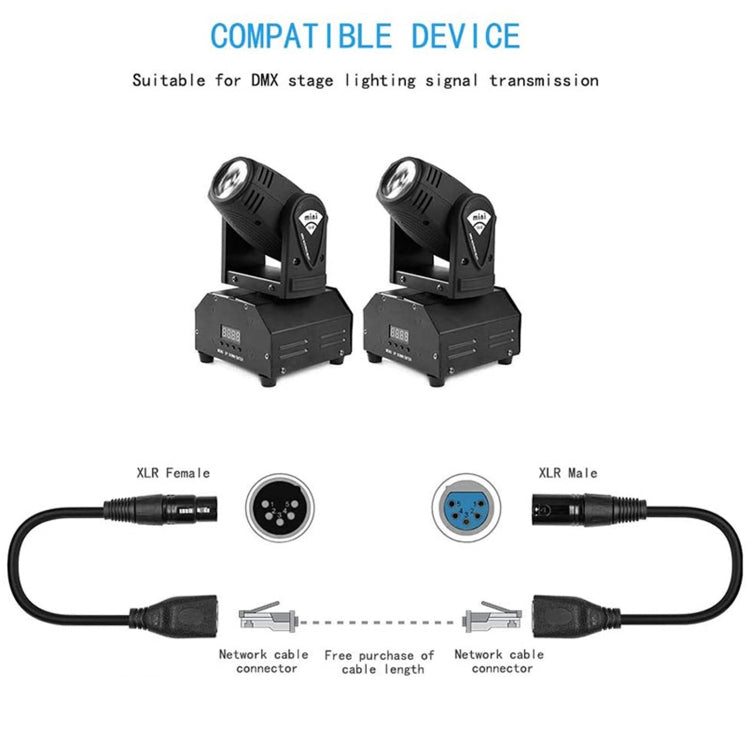 XLR 3 พินชายถึง 2 x RJ45 หญิง Ethernet LAN สายต่อเครือข่าย, ความยาวสายเคเบิล: 30 ซม., 3-pin XLR Male to 2 x RJ45 Female
