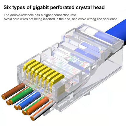 100 ชิ้น Cat6e Unshielded ผ่านขั้วต่อ RJ45 Modular Plug, Cat6e UnShielded Pass Through