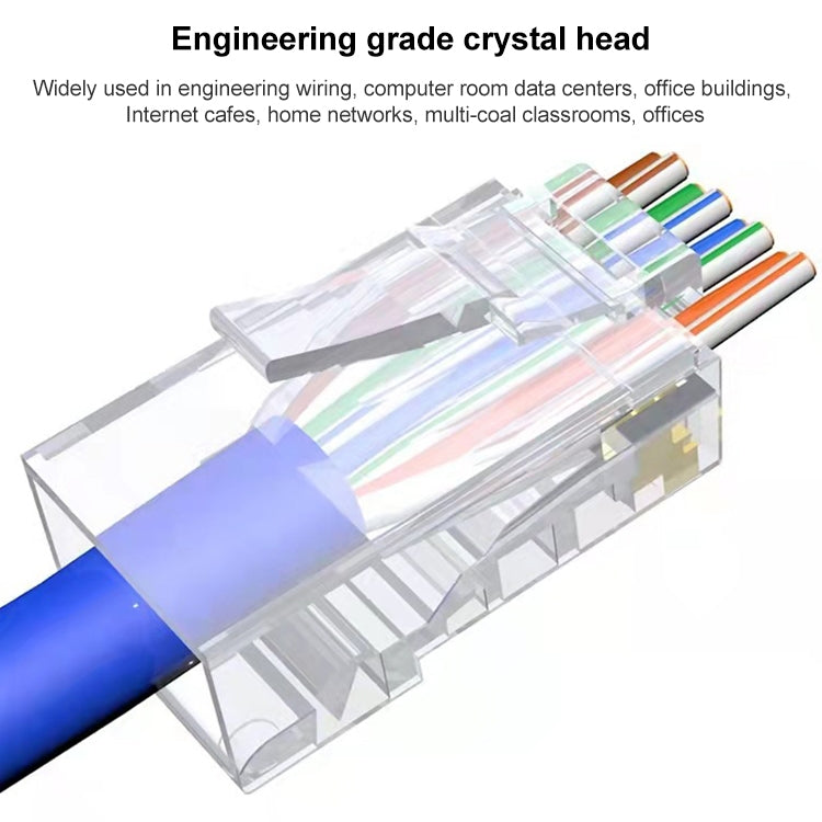 100 ชิ้น Cat6e Unshielded ผ่านขั้วต่อ RJ45 Modular Plug, Cat6e UnShielded Pass Through