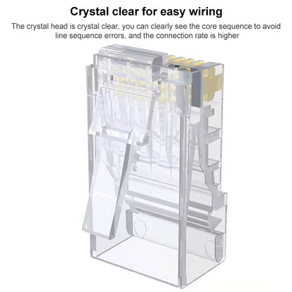 100 ชิ้น Cat6e Unshielded ผ่านขั้วต่อ RJ45 Modular Plug, Cat6e UnShielded Pass Through