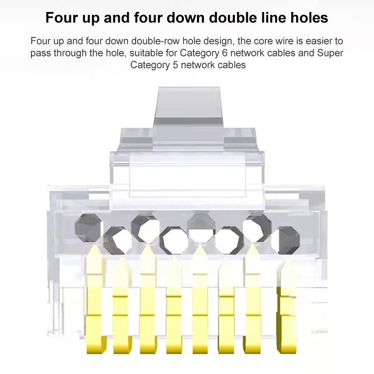100 ชิ้น Cat6e Unshielded ผ่านขั้วต่อ RJ45 Modular Plug, Cat6e UnShielded Pass Through