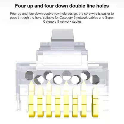 100 ชิ้น Cat6e Unshielded ผ่านขั้วต่อ RJ45 Modular Plug, Cat6e UnShielded Pass Through