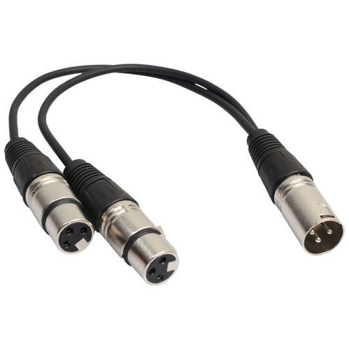 30 ซม.3 Pin XLR CANNON 1 ชาย 2 หญิงอะแดปเตอร์เชื่อมต่อเสียงสำหรับไมโครโฟน/อุปกรณ์เสียง, 1 Male to 2 Female Silver