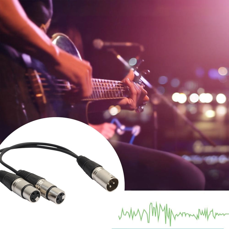 30 ซม.3 Pin XLR CANNON 1 ชาย 2 หญิงอะแดปเตอร์เชื่อมต่อเสียงสำหรับไมโครโฟน/อุปกรณ์เสียง, 1 Male to 2 Female Silver