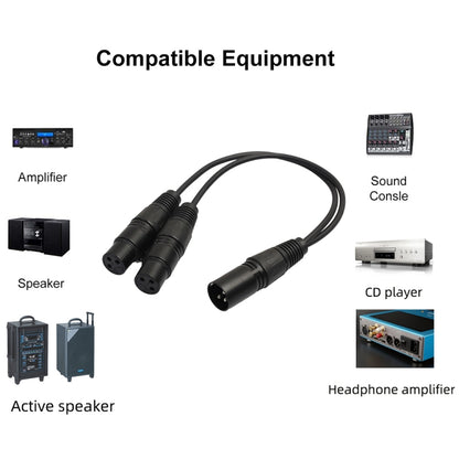 30 ซม.3 Pin XLR CANNON 1 ชาย 2 หญิงอะแดปเตอร์เชื่อมต่อเสียงสำหรับไมโครโฟน/อุปกรณ์เสียง, 1 Male to 2 Female