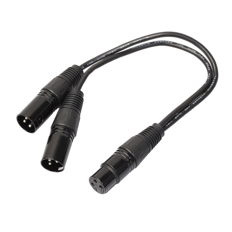 30 ซม.3 Pin XLR CANNON 1 หญิง 2 ชาย Audio Connector สายเคเบิลอะแดปเตอร์สำหรับไมโครโฟน/อุปกรณ์เสียง, 1 Female to 2 Male Black