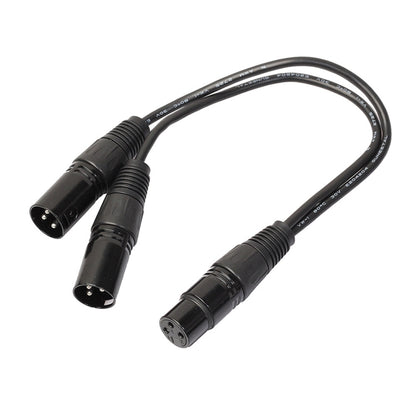 30 ซม.3 Pin XLR CANNON 1 หญิง 2 ชาย Audio Connector สายเคเบิลอะแดปเตอร์สำหรับไมโครโฟน/อุปกรณ์เสียง, 1 Female to 2 Male Black