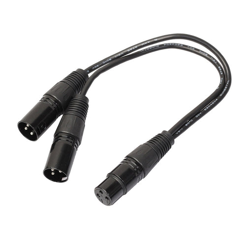 30 ซม.3 Pin XLR CANNON 1 หญิง 2 ชาย Audio Connector สายเคเบิลอะแดปเตอร์สำหรับไมโครโฟน/อุปกรณ์เสียง, 1 Female to 2 Male Black