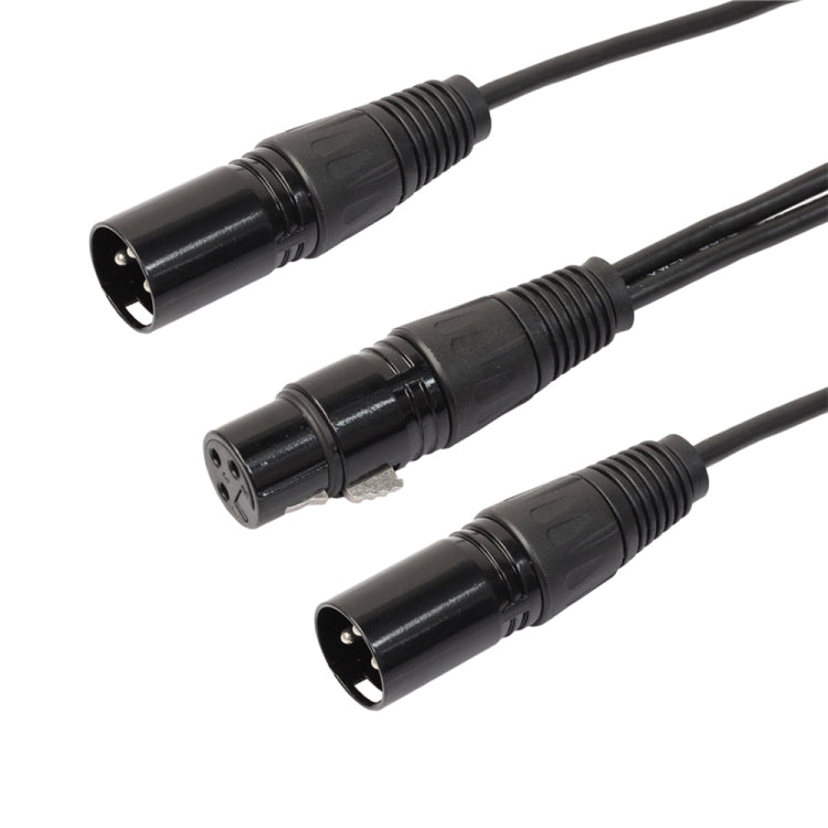 30 ซม.3 Pin XLR CANNON 1 หญิง 2 ชาย Audio Connector สายเคเบิลอะแดปเตอร์สำหรับไมโครโฟน/อุปกรณ์เสียง, 1 Female to 2 Male Black