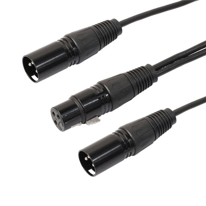 30 ซม.3 Pin XLR CANNON 1 หญิง 2 ชาย Audio Connector สายเคเบิลอะแดปเตอร์สำหรับไมโครโฟน/อุปกรณ์เสียง, 1 Female to 2 Male Black