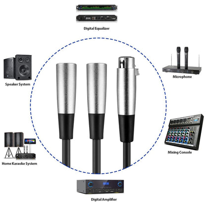30 ซม.หัวโลหะ 3 ขา XLR CANNON 1 หญิง 2 ชาย Audio Connector สายเคเบิลอะแดปเตอร์สำหรับไมโครโฟน /อุปกรณ์เสียง, 1 Female to 2 Male