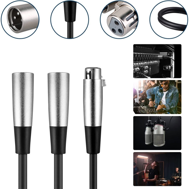 30 ซม.หัวโลหะ 3 ขา XLR CANNON 1 หญิง 2 ชาย Audio Connector สายเคเบิลอะแดปเตอร์สำหรับไมโครโฟน /อุปกรณ์เสียง, 1 Female to 2 Male