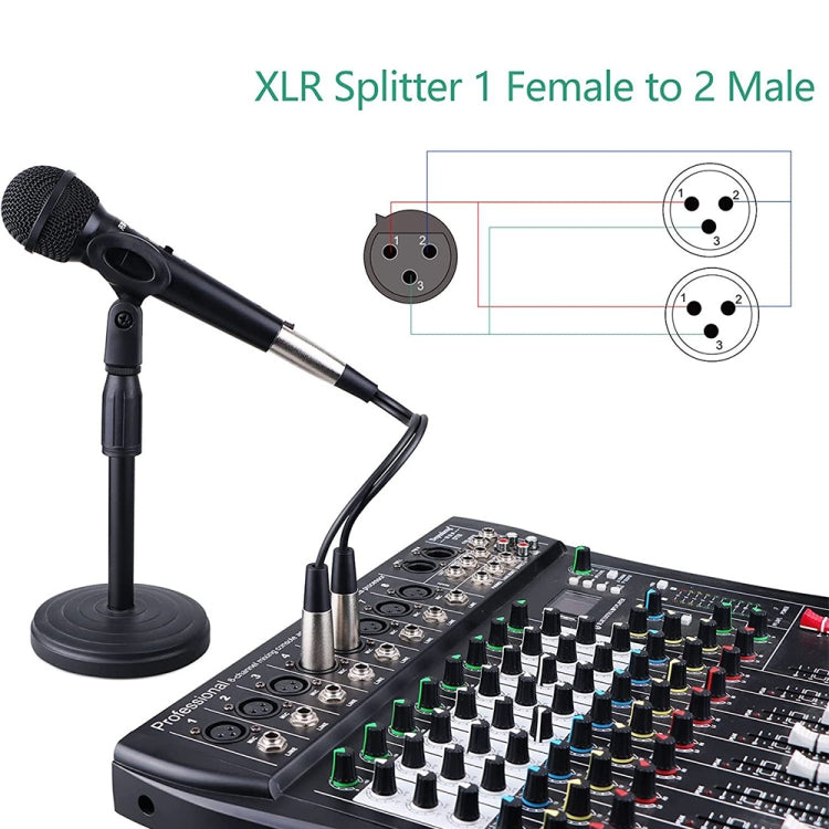 30 ซม.หัวโลหะ 3 ขา XLR CANNON 1 หญิง 2 ชาย Audio Connector สายเคเบิลอะแดปเตอร์สำหรับไมโครโฟน /อุปกรณ์เสียง, 1 Female to 2 Male