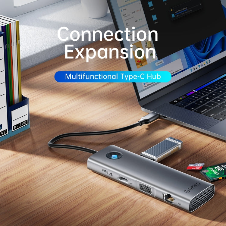 ORICO PW11-8PC Type-C / USB-C 8-in-1 5Gbps สถานีเชื่อมต่อมัลติฟังก์ชั่น, PW11-8PC