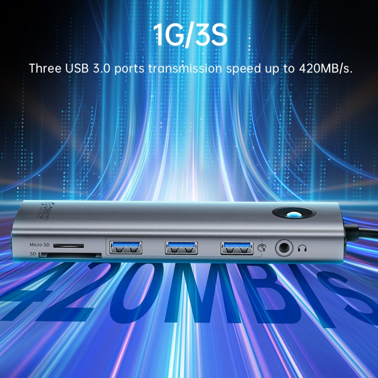 ORICO PW11-8PC Type-C / USB-C 8-in-1 5Gbps สถานีเชื่อมต่อมัลติฟังก์ชั่น, PW11-8PC