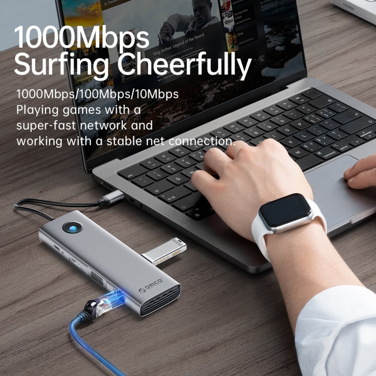 ORICO PW11-8PC Type-C / USB-C 8-in-1 5Gbps สถานีเชื่อมต่อมัลติฟังก์ชั่น, PW11-8PC