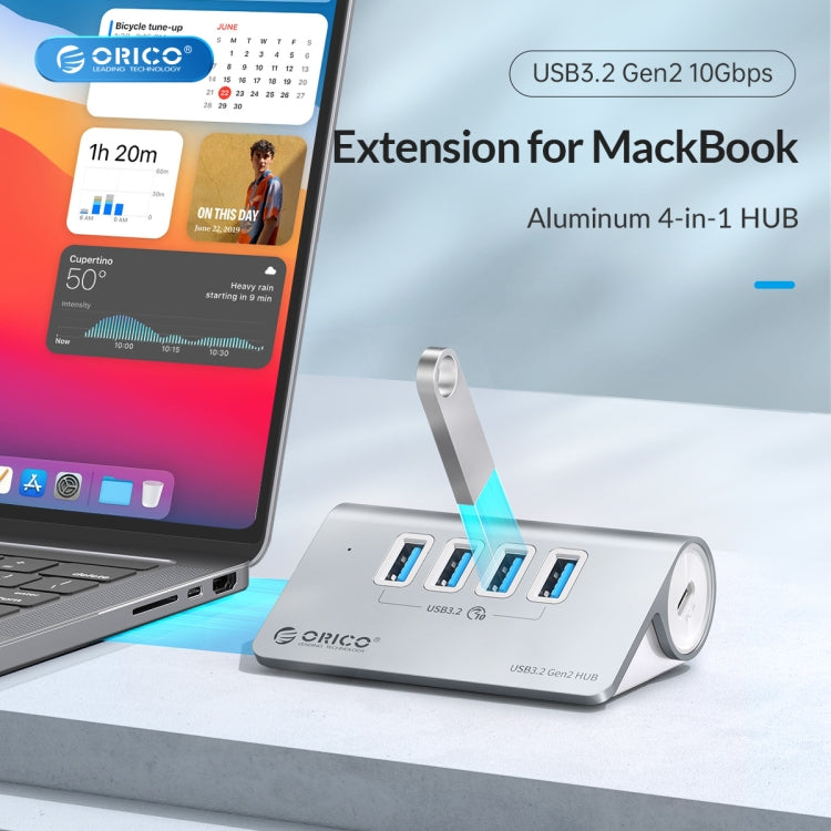 ORICO M3CU2 อลูมิเนียมอัลลอยด์ 4 พอร์ต Type-C และ USB 3.2 Gen2 10Gbps HUB, M3CU2
