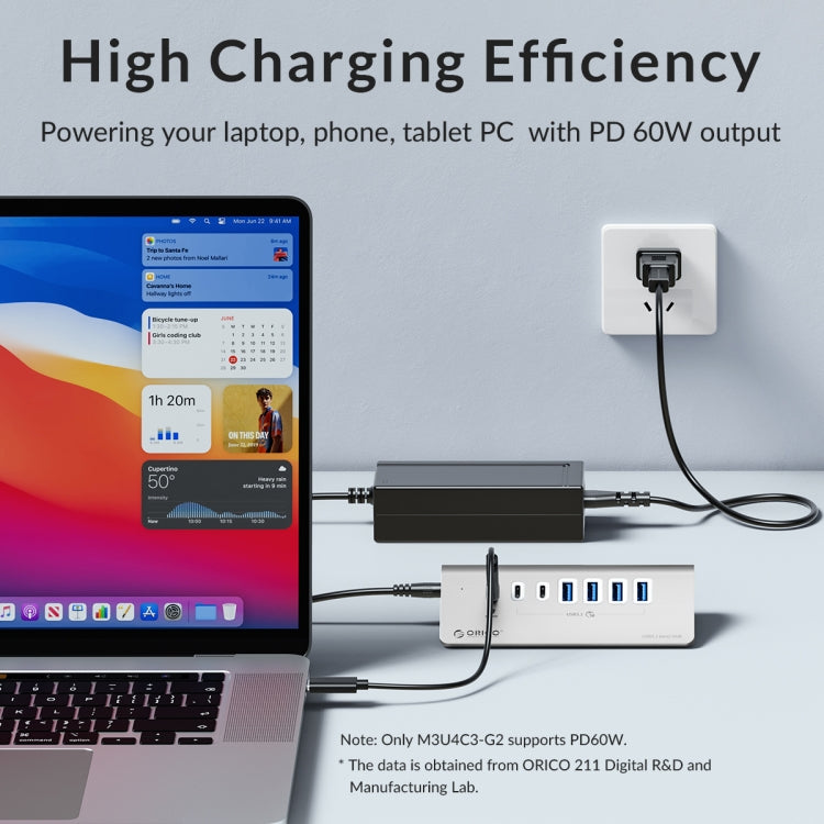 ORICO M3CU2 อลูมิเนียมอัลลอยด์ 4 พอร์ต Type-C และ USB 3.2 Gen2 10Gbps HUB, M3CU2