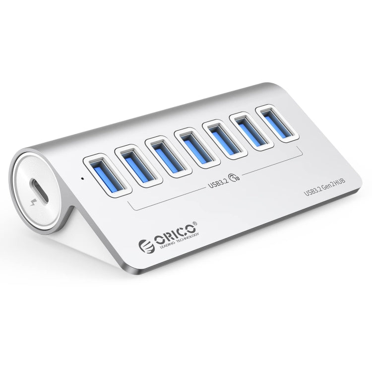 ORICO M3U7-G2 อลูมิเนียมอัลลอยด์ 7 พอร์ต USB 3.2 Gen2 10Gbps HUB พร้อมสายเคเบิล 1 ม., M3U7-G2 1m