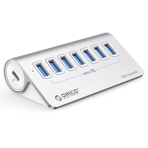 ORICO M3U7-G2 อลูมิเนียมอัลลอยด์ 7 พอร์ต USB 3.2 Gen2 10Gbps HUB พร้อมสายเคเบิล 1 ม., M3U7-G2 1m