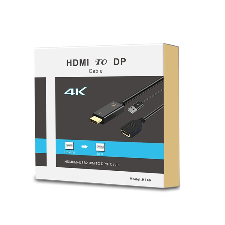 H146 HDMI Male + USB 2.0 Male to DisplayPort Female Adapter Cable ความยาว：25ซม, H146