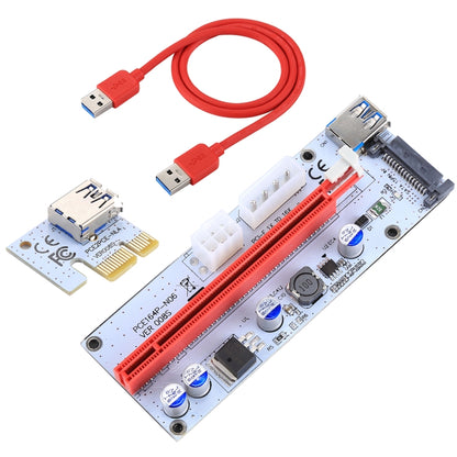 PCE164P-N06 VER008S USB 3.0 PCI-E Express 1x ถึง 16x PCI-E Extender Riser การ์ดอะแดปเตอร์ 15 พิน SATA Power 6 พิน + 4 พินพอร์ตจ่ายไฟพร้อมสาย USB 60 ซม., VER008S Red