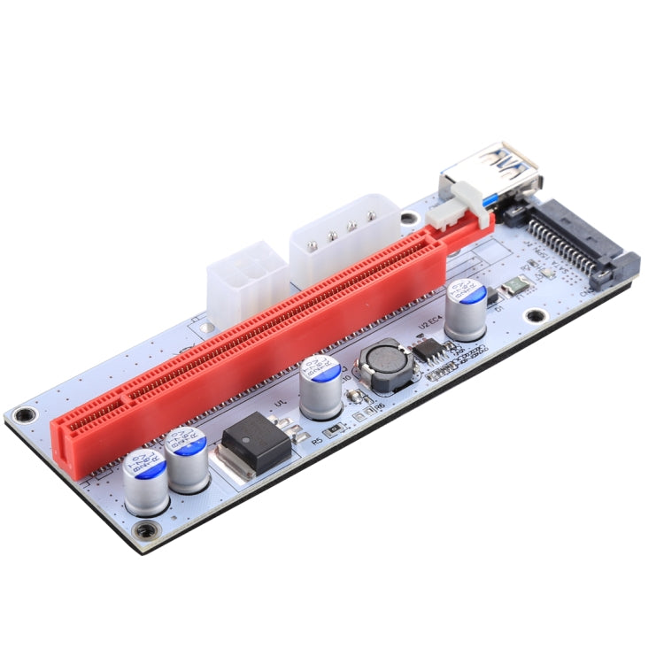 PCE164P-N06 VER008S USB 3.0 PCI-E Express 1x ถึง 16x PCI-E Extender Riser การ์ดอะแดปเตอร์ 15 พิน SATA Power 6 พิน + 4 พินพอร์ตจ่ายไฟพร้อมสาย USB 60 ซม., VER008S Red