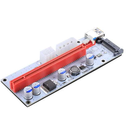 PCE164P-N06 VER008S USB 3.0 PCI-E Express 1x ถึง 16x PCI-E Extender Riser การ์ดอะแดปเตอร์ 15 พิน SATA Power 6 พิน + 4 พินพอร์ตจ่ายไฟพร้อมสาย USB 60 ซม., VER008S Red