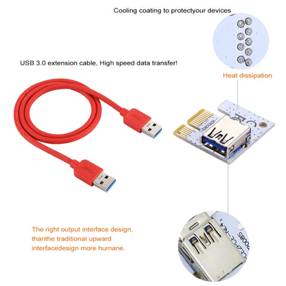 PCE164P-N06 VER008S USB 3.0 PCI-E Express 1x ถึง 16x PCI-E Extender Riser การ์ดอะแดปเตอร์ 15 พิน SATA Power 6 พิน + 4 พินพอร์ตจ่ายไฟพร้อมสาย USB 60 ซม., VER008S Red