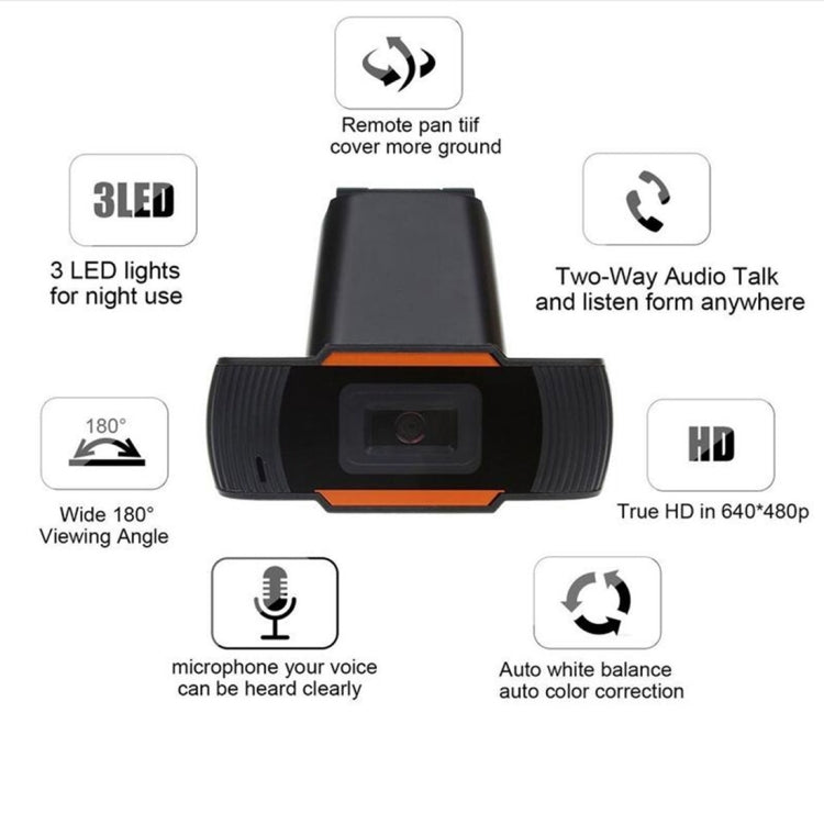 A870 480P Pixels HD 360 องศาเว็บแคม USB 2.0 กล้องพีซีพร้อมไมโครโฟนสำหรับ Skype คอมพิวเตอร์พีซีแล็ปท็อปความยาวสายเคเบิล: 1.4 ม., A870 (Orange), A870 (Black)