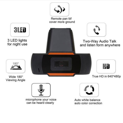A870 480P Pixels HD 360 องศาเว็บแคม USB 2.0 กล้องพีซีพร้อมไมโครโฟนสำหรับ Skype คอมพิวเตอร์พีซีแล็ปท็อปความยาวสายเคเบิล: 1.4 ม., A870 (Orange), A870 (Black)