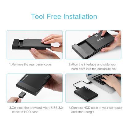 UGREEN US221 กล่องใส่ HDD 2.5 นิ้ว SATA เป็น USB 3.0 SSD อะแดปเตอร์ฮาร์ดดิสก์ไดรฟ์กล่องเคส HDD ภายนอก, รองรับโปรโตคอล UASP, US221 Removable Cable