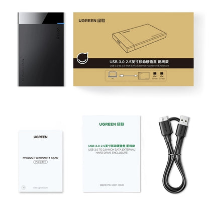 UGREEN US221 กล่องใส่ HDD 2.5 นิ้ว SATA เป็น USB 3.0 SSD อะแดปเตอร์ฮาร์ดดิสก์ไดรฟ์กล่องเคส HDD ภายนอก, รองรับโปรโตคอล UASP, US221 Removable Cable