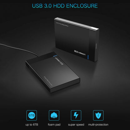 UGREEN US221 กล่องใส่ HDD 2.5 นิ้ว SATA เป็น USB 3.0 SSD อะแดปเตอร์ฮาร์ดดิสก์ไดรฟ์กล่องเคส HDD ภายนอก, รองรับโปรโตคอล UASP, US221 Removable Cable