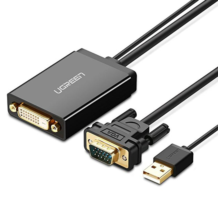 UGREEN MM119 1080P Full HD VGA to DVI (24+1) สายเคเบิลอะแดปเตอร์ชายกับหญิงสำหรับคอมพิวเตอร์ พีซี แล็ปท็อป HDTV โปรเจคเตอร์ การ์ดกราฟิก DVD และอุปกรณ์ที่ใช้ VGA / DVI เพิ่มเติม ความยาวสายเคเบิล: 50 ซม.