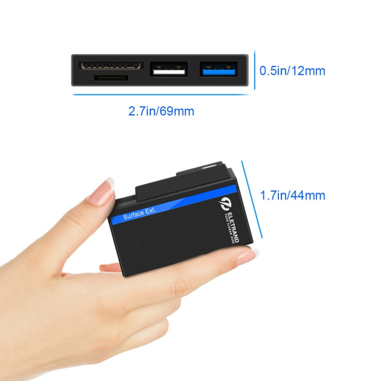 ROCKETEK RT-SGO727 USB 3.0 USB 2.0 ฮับอินเทอร์เฟซ Micro USB สำหรับ Microsoft Surface Go พร้อม 2 การ์ด TF และช่องเสียบการ์ด SD, RT-SGO727