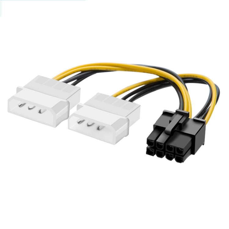 18 ซม. Y รูปร่าง 8 Pin PCI Express ถึง Dual 4 Pin Molex กราฟิกการ์ดสายไฟ, 8 Pin Female to Dual 4 Pin Male