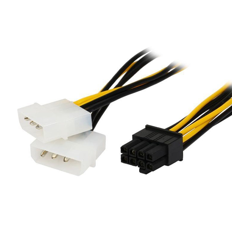 18 ซม. Y รูปร่าง 8 Pin PCI Express ถึง Dual 4 Pin Molex กราฟิกการ์ดสายไฟ, 8 Pin Female to Dual 4 Pin Male