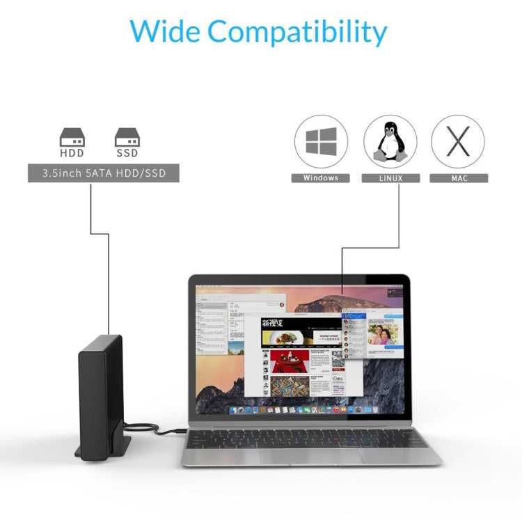 ORICO 7688U3 แนวตั้งอลูมิเนียมฮาร์ดไดรฟ์ภายนอกEnclosure Storage Case Hard Drive Dockสำหรับ 3.5 นิ้วSATA HDD