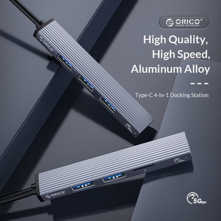 ORICO-AH-13-GY-BP USB 3.0 x 1 + USB 2.0 x 3 เป็นอะแดปเตอร์ฮับ USB-C / Type-C, AH-13