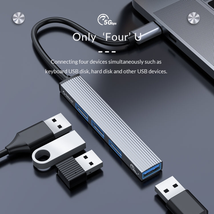 ORICO-AH-13-GY-BP USB 3.0 x 1 + USB 2.0 x 3 เป็นอะแดปเตอร์ฮับ USB-C / Type-C, AH-13