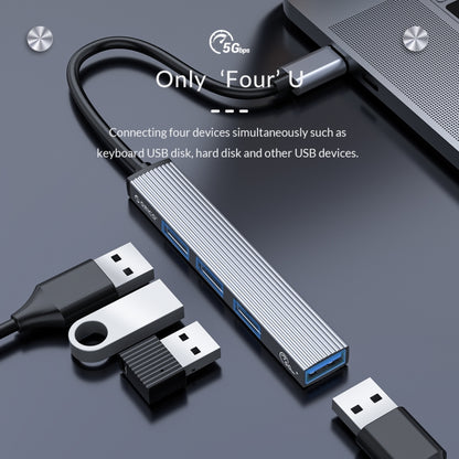 ORICO-AH-13-GY-BP USB 3.0 x 1 + USB 2.0 x 3 เป็นอะแดปเตอร์ฮับ USB-C / Type-C, AH-13