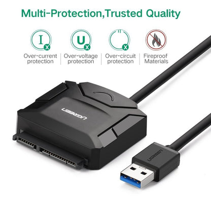 UGREEN ตัวแปลงสายเคเบิลอะแดปเตอร์ USB 3.0 เป็น SATA สำหรับฮาร์ดดิสก์ไดรฟ์ขนาด 2.5 / 3.5 นิ้ว HDD และ SSD รองรับ UASP SATA 3.0, USB 3.0 to SATA
