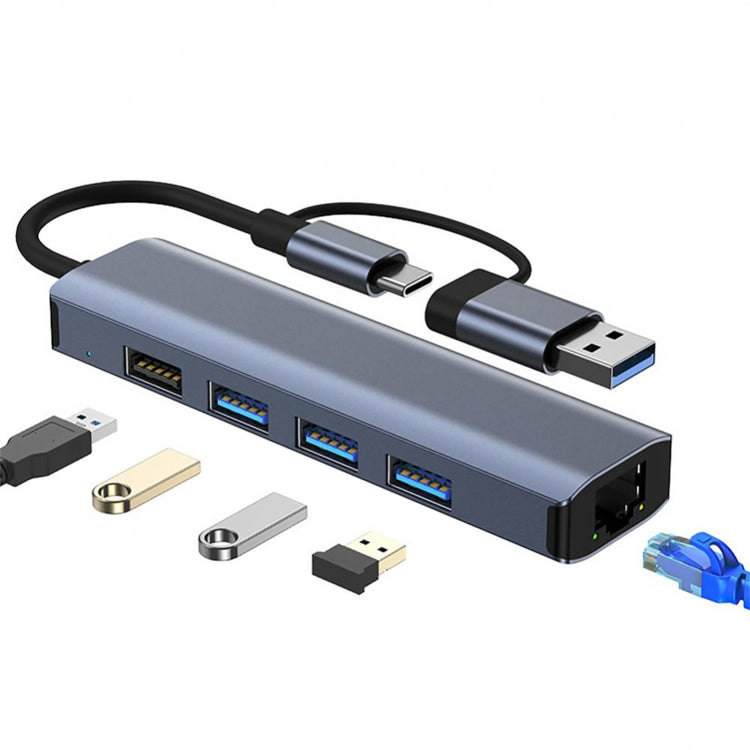 BYL-2208 5 in 2 USB USB-C / Type-C ไปยัง USB มัลติฟังก์ชั่น Docking Station HUB Adapter, BYL-2208